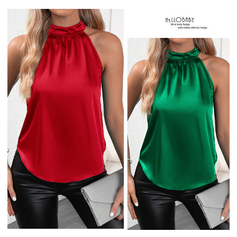 Elegance satin halter neck top