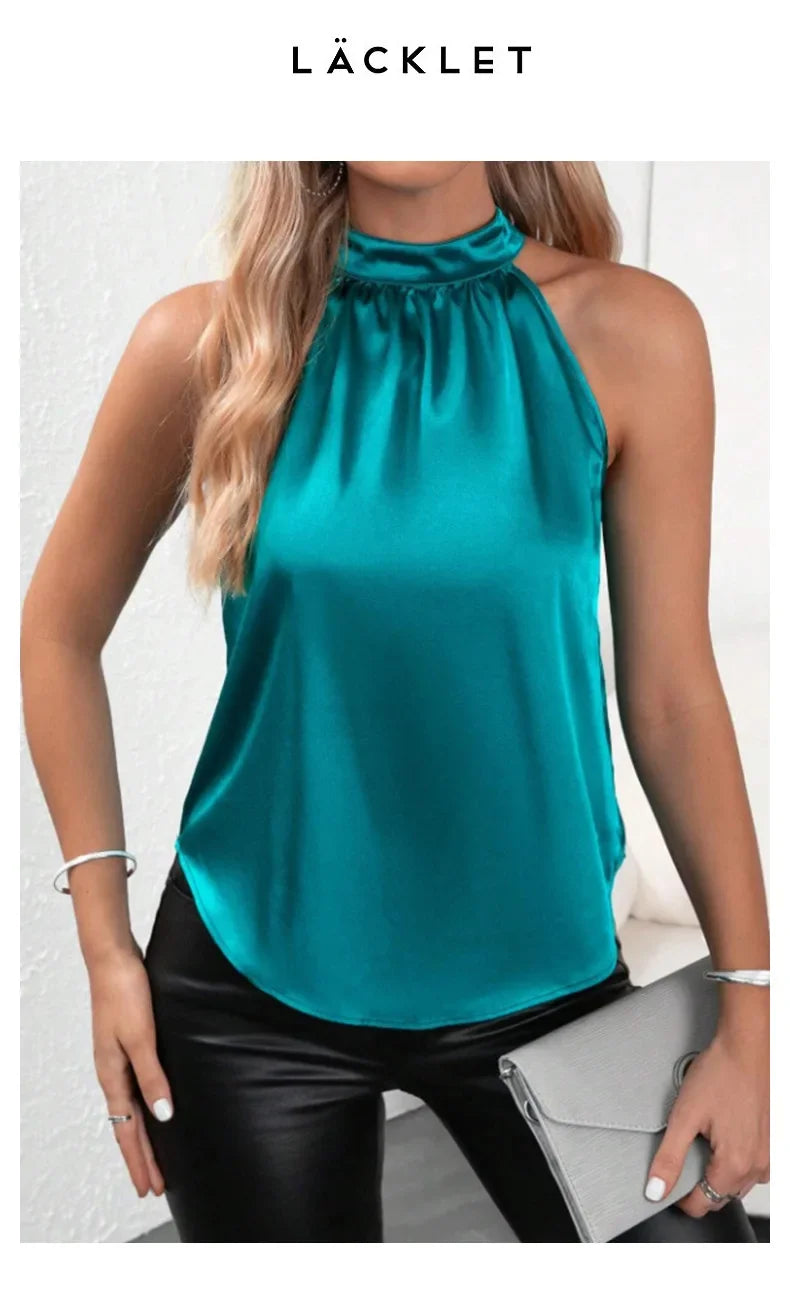 Elegance satin halter neck top