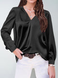 Long-Sleeve Satin Commuter Top