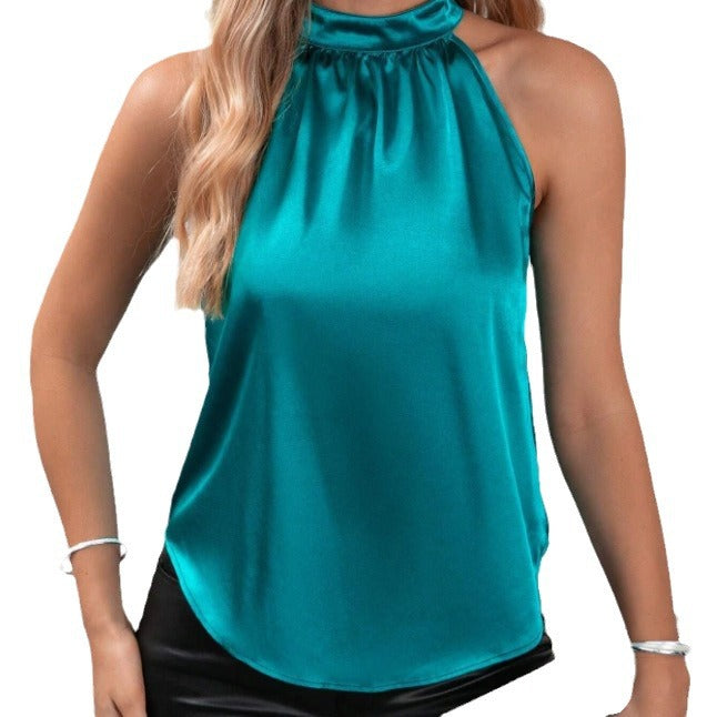 Elegance satin halter neck top