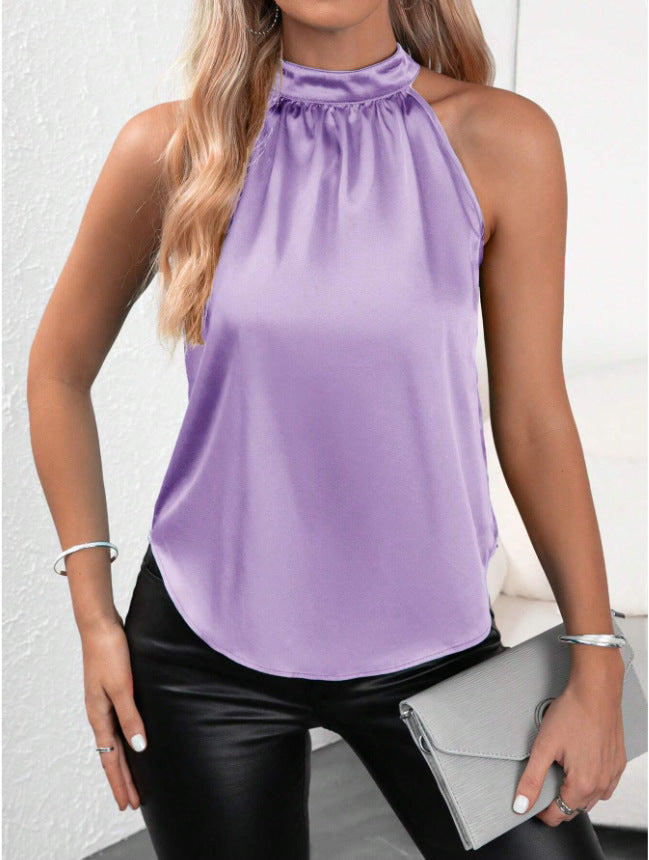 Elegance satin halter neck top
