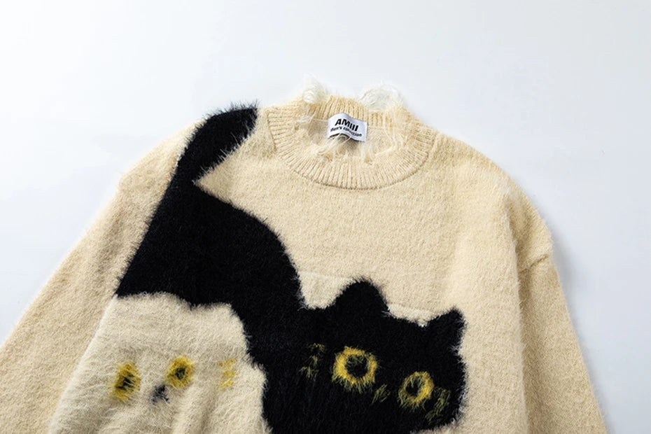 Vintage Knit Cat Sweater