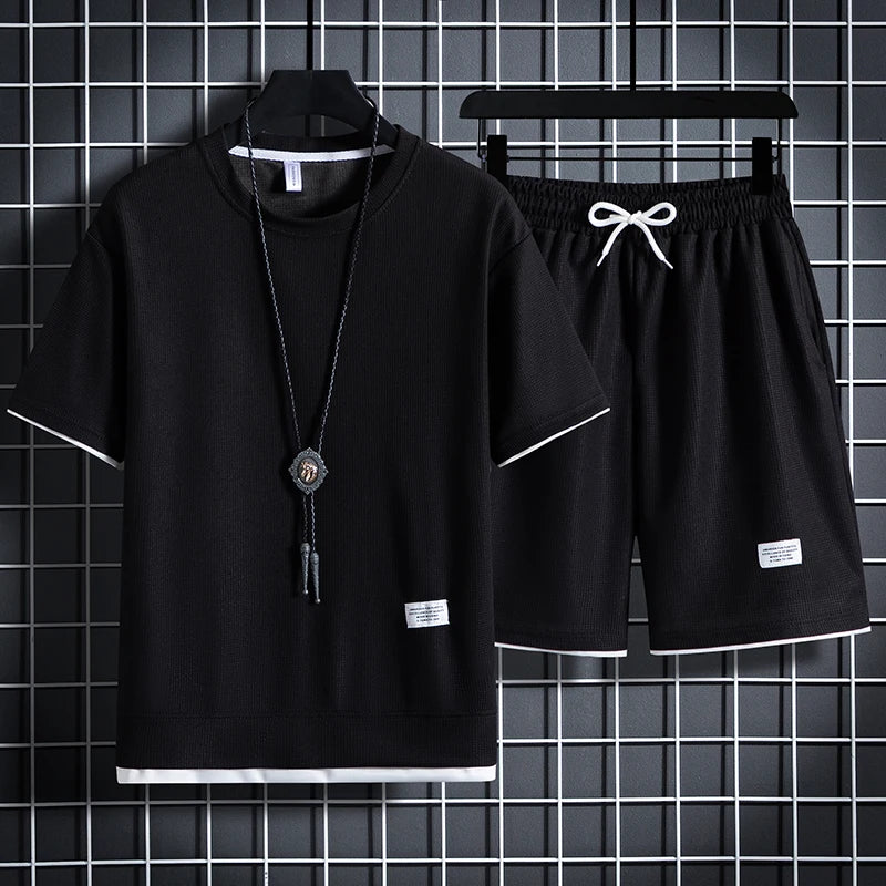 Men's Waffle T-Shirt & Shorts Set