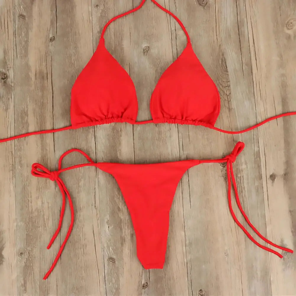 Solids Halter Two-Piece Swimming