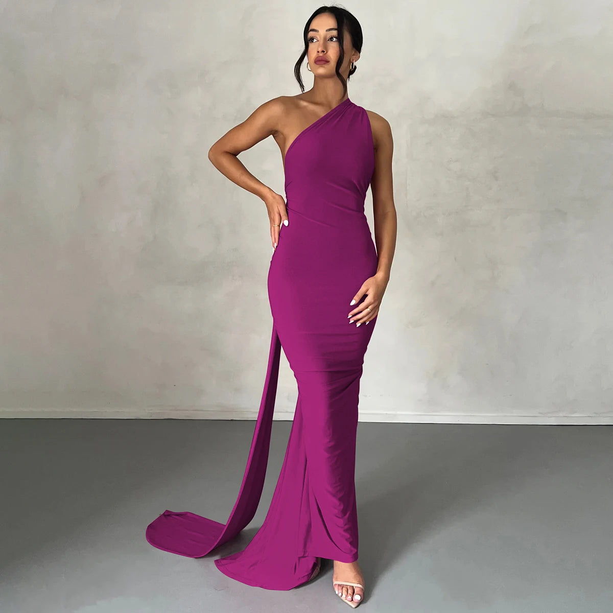 Elegance One Shoulder Maxi Dress.