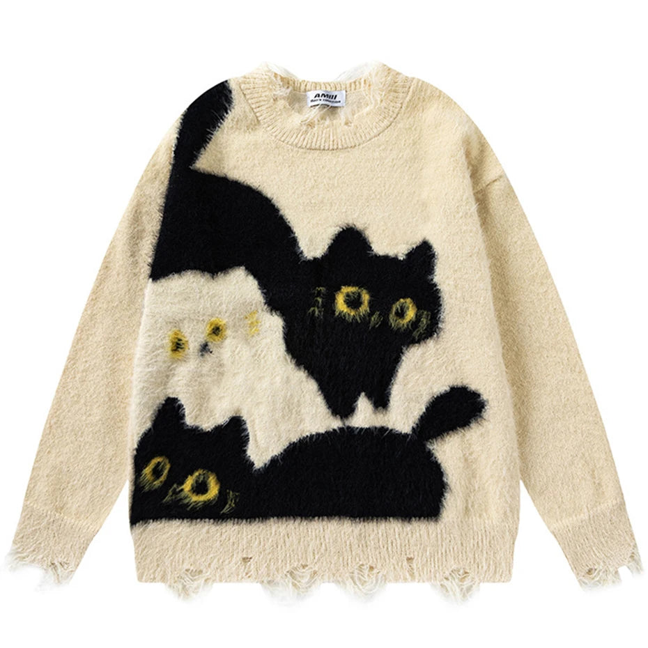 Vintage Knit Cat Sweater