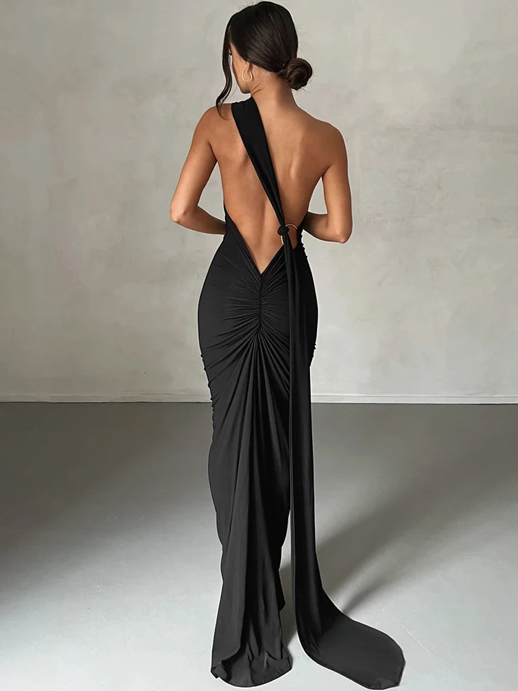 Elegance One Shoulder Maxi Dress.