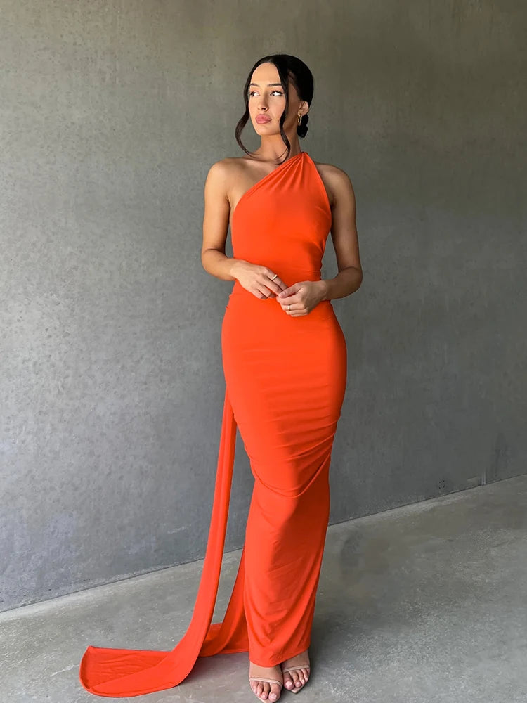 Elegance One Shoulder Maxi Dress.