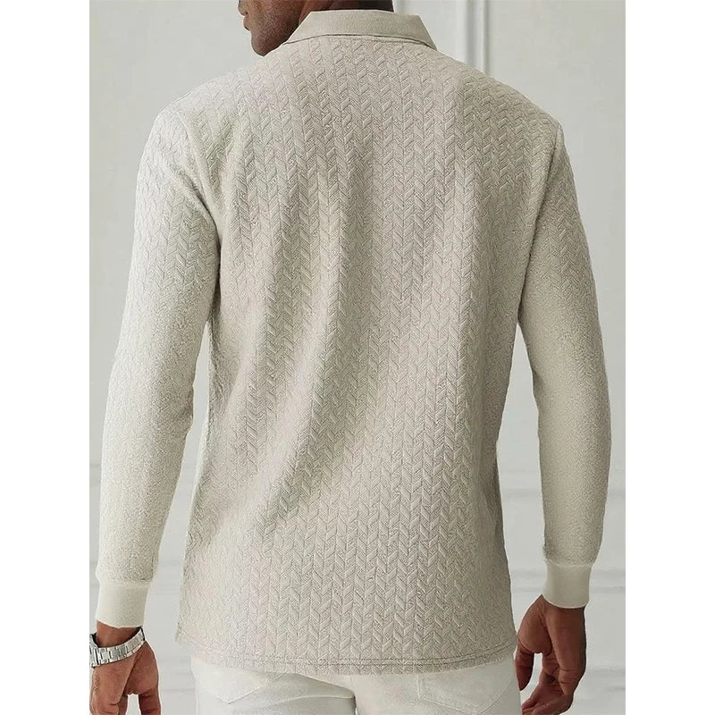 Men's Knit Long sleeve Polo Shirt