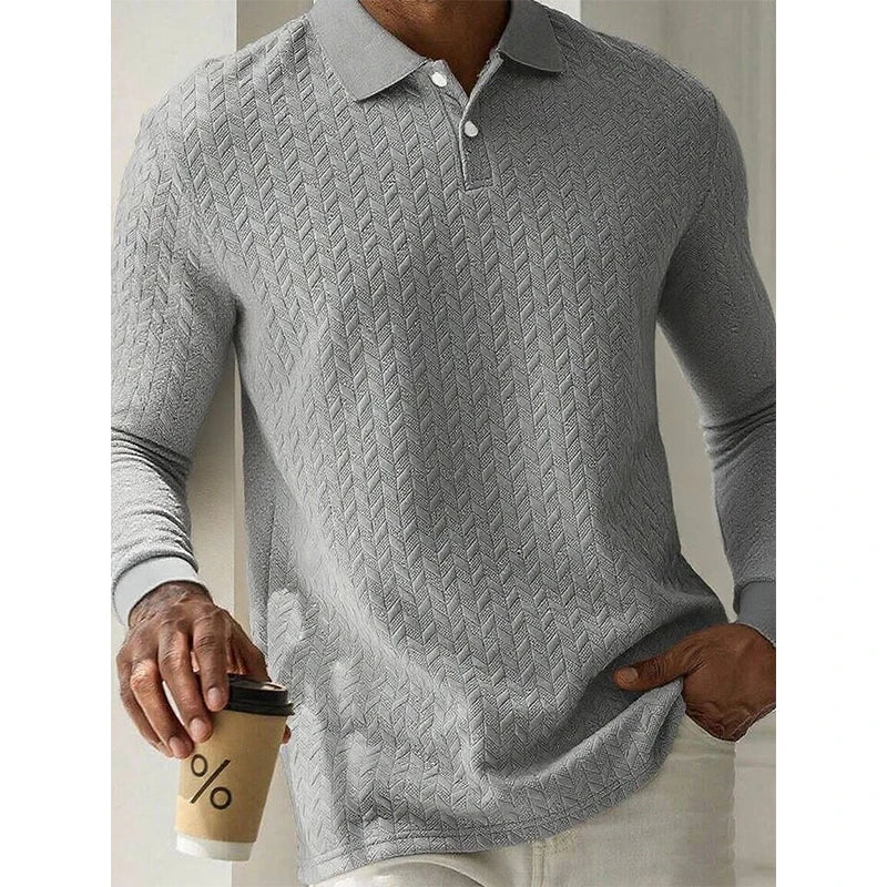 Men's Knit Long sleeve Polo Shirt