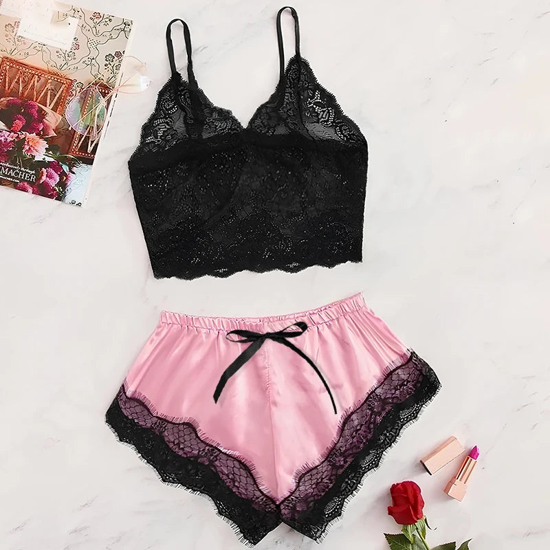 Satin & Lace Pajama Set.