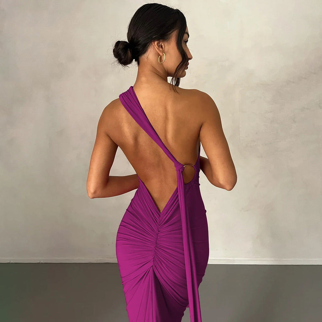 Elegance One Shoulder Maxi Dress.