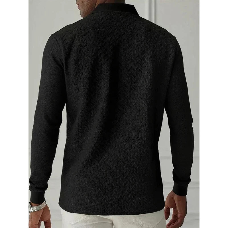 Men's Knit Long sleeve Polo Shirt
