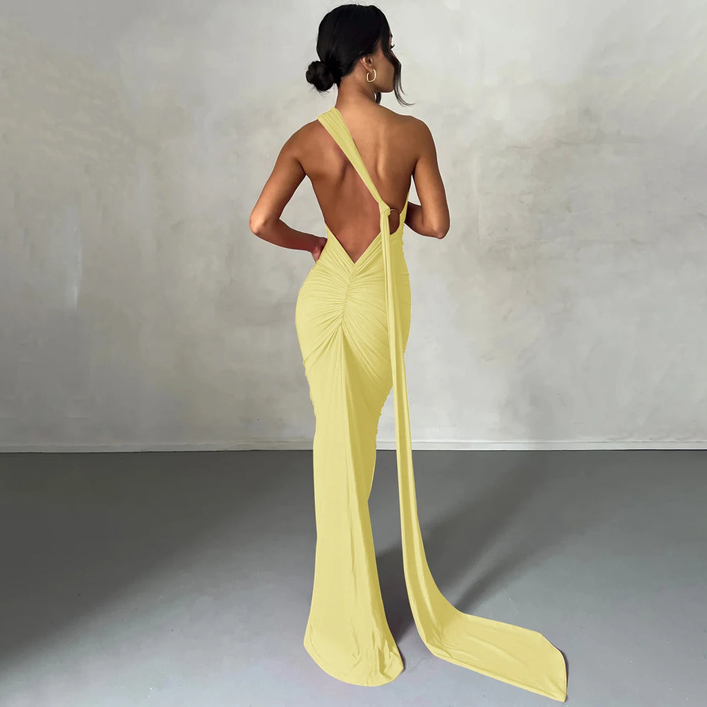 Elegance One Shoulder Maxi Dress.