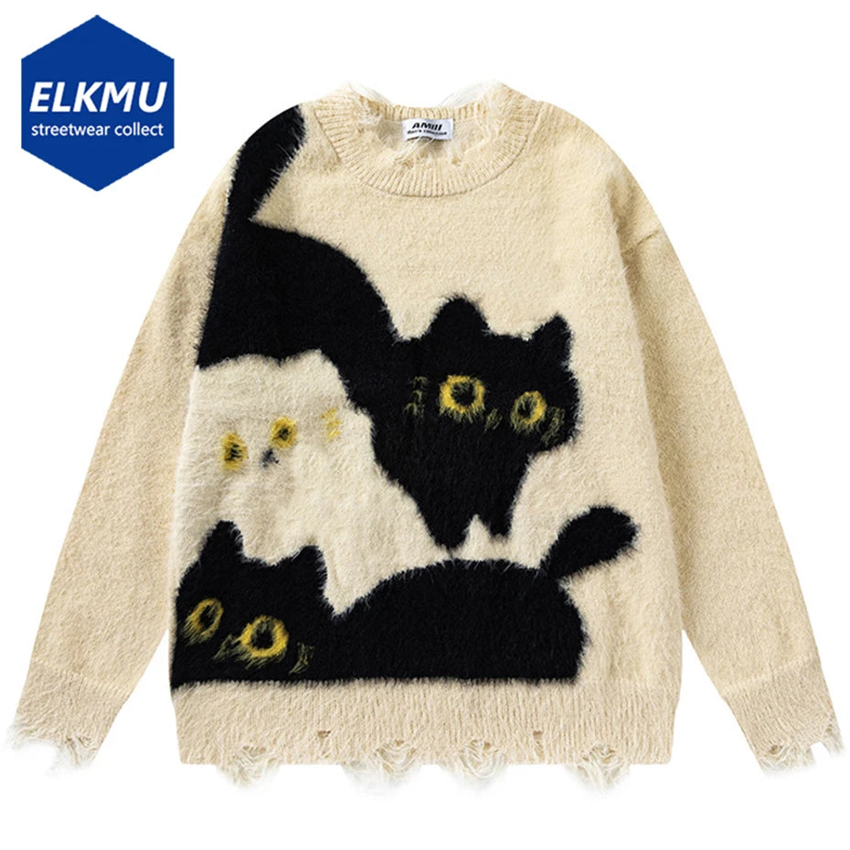 Vintage Knit Cat Sweater
