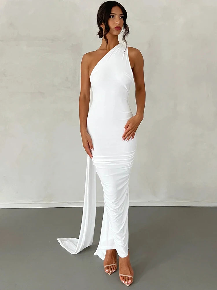 Elegance One Shoulder Maxi Dress.