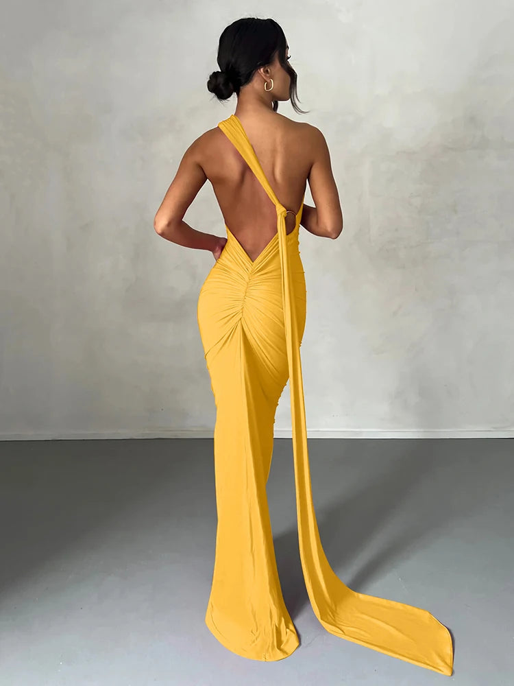 Elegance One Shoulder Maxi Dress.
