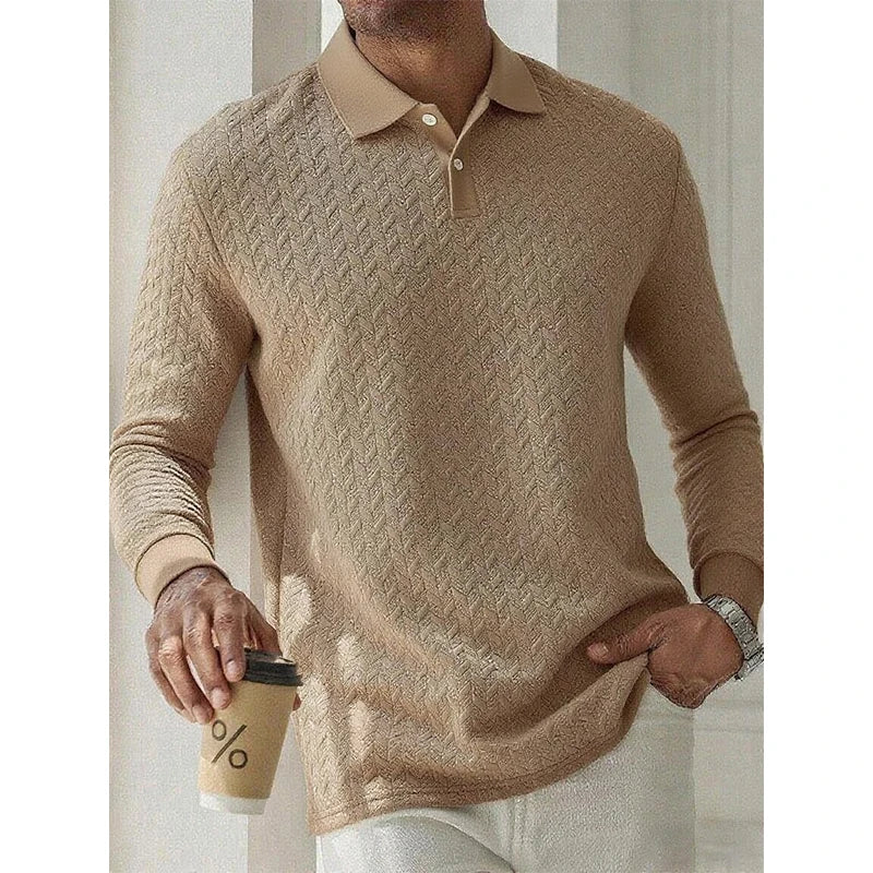 Men's Knit Long sleeve Polo Shirt