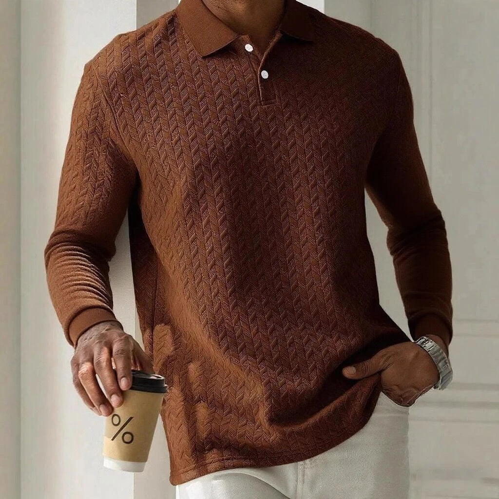 Men's Knit Long sleeve Polo Shirt