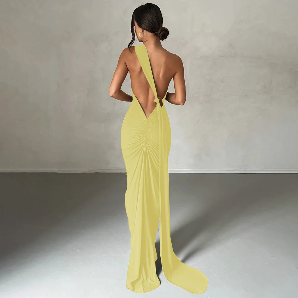 Elegance One Shoulder Maxi Dress.