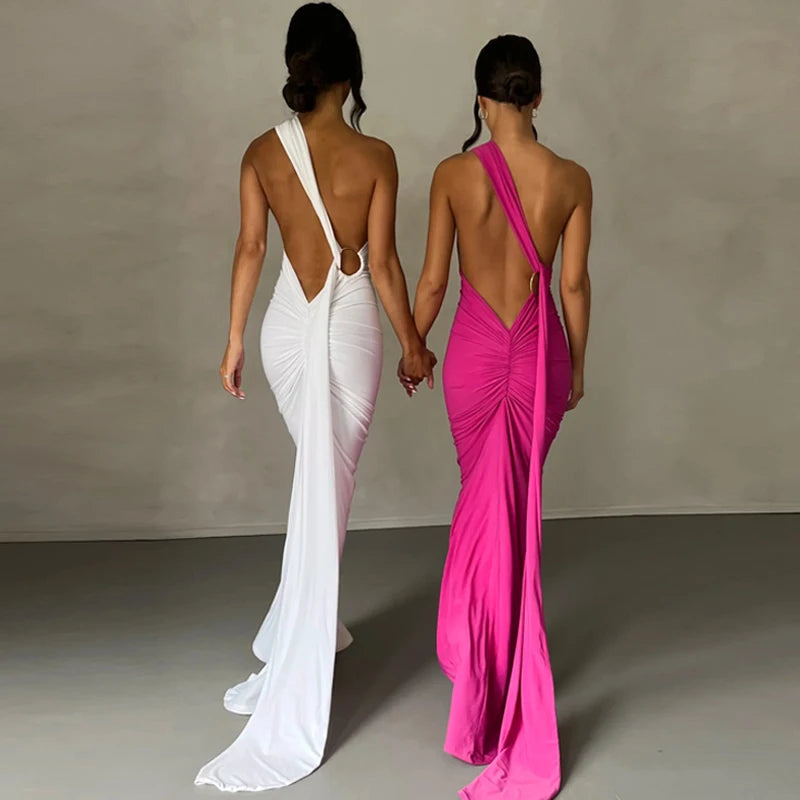 Elegance One Shoulder Maxi Dress.