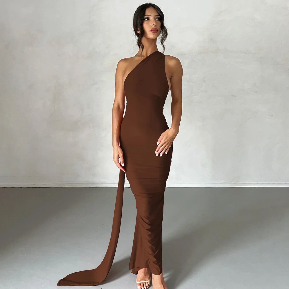 Elegance One Shoulder Maxi Dress.