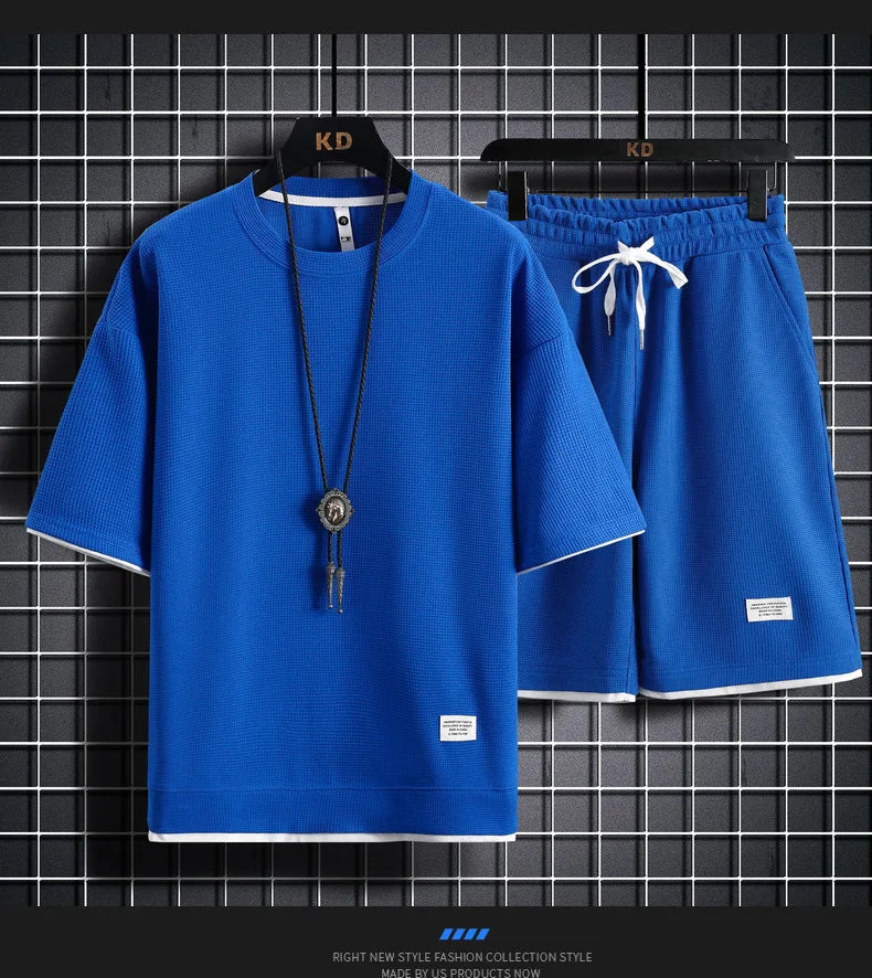 Men's Waffle T-Shirt & Shorts Set