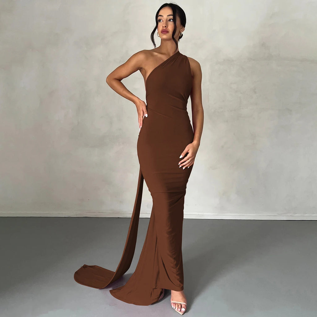 Elegance One Shoulder Maxi Dress.