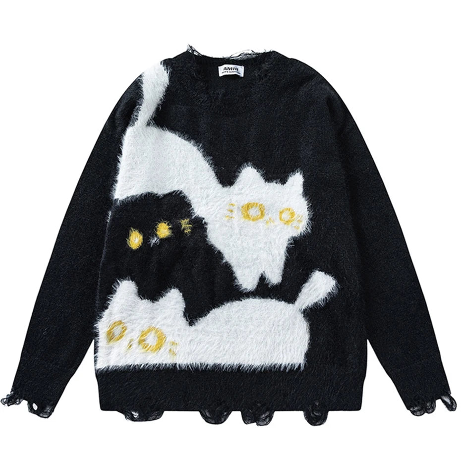 Vintage Knit Cat Sweater