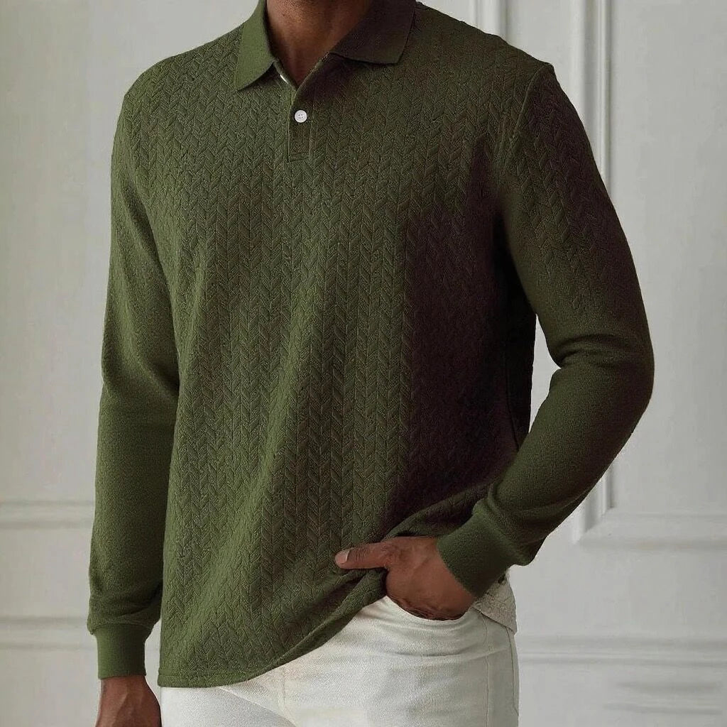 Men's Knit Long sleeve Polo Shirt