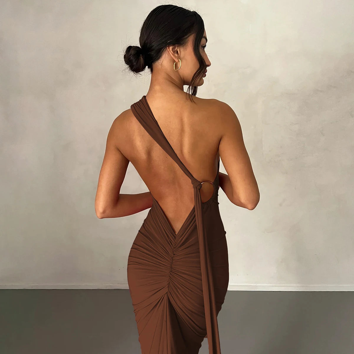 Elegance One Shoulder Maxi Dress.