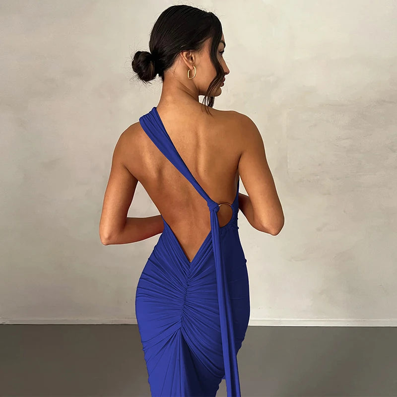 Elegance One Shoulder Maxi Dress.