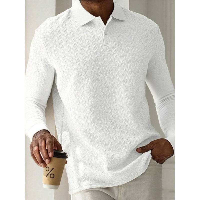 Men's Knit Long sleeve Polo Shirt