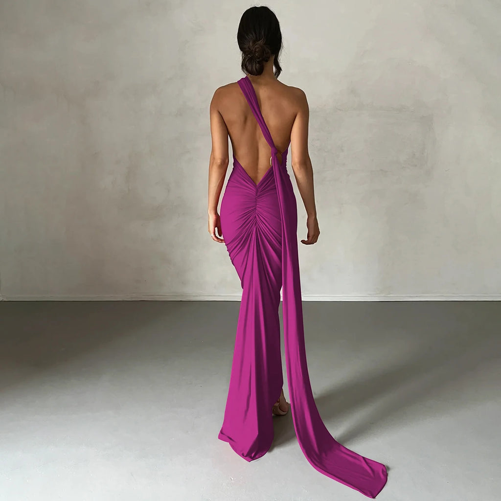 Elegance One Shoulder Maxi Dress.