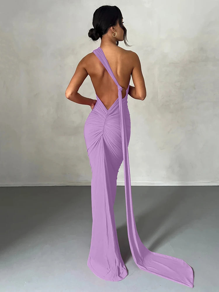 Elegance One Shoulder Maxi Dress.
