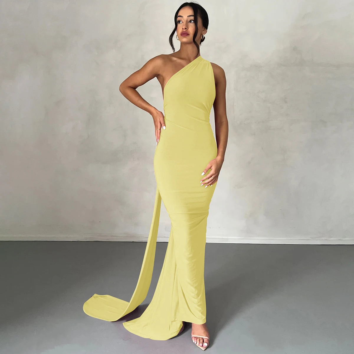 Elegance One Shoulder Maxi Dress.