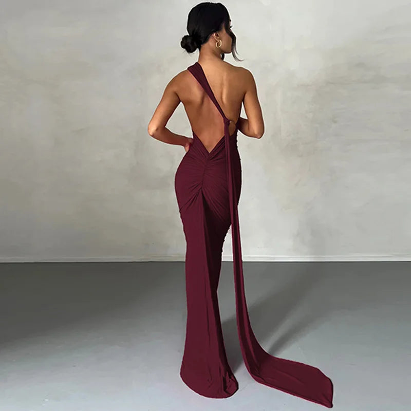 Elegance One Shoulder Maxi Dress.