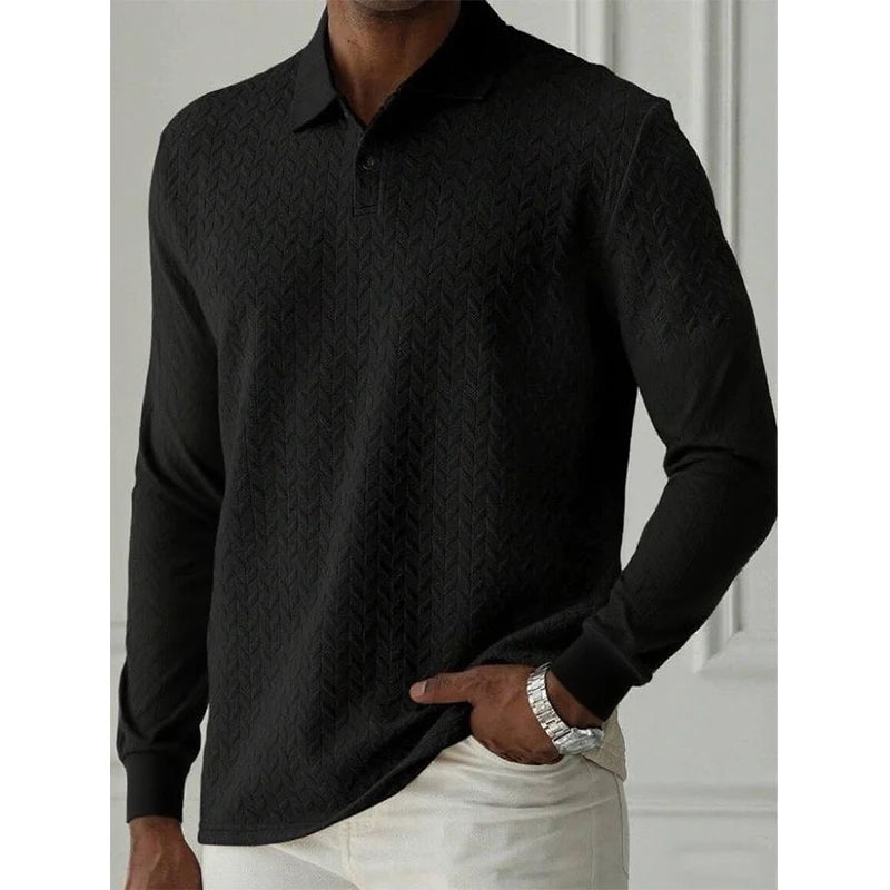 Men's Knit Long sleeve Polo Shirt