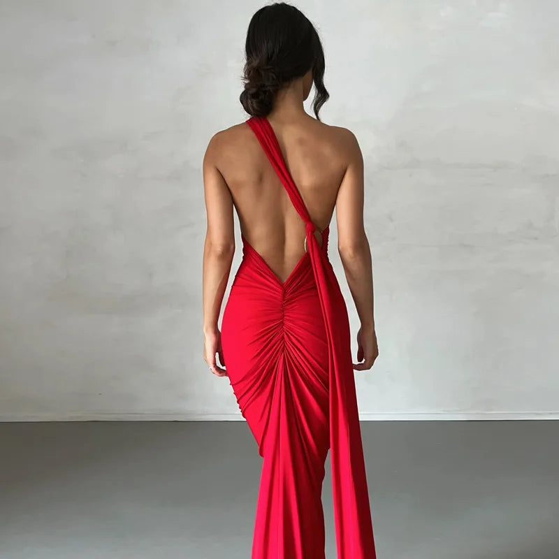 Elegance One Shoulder Maxi Dress.