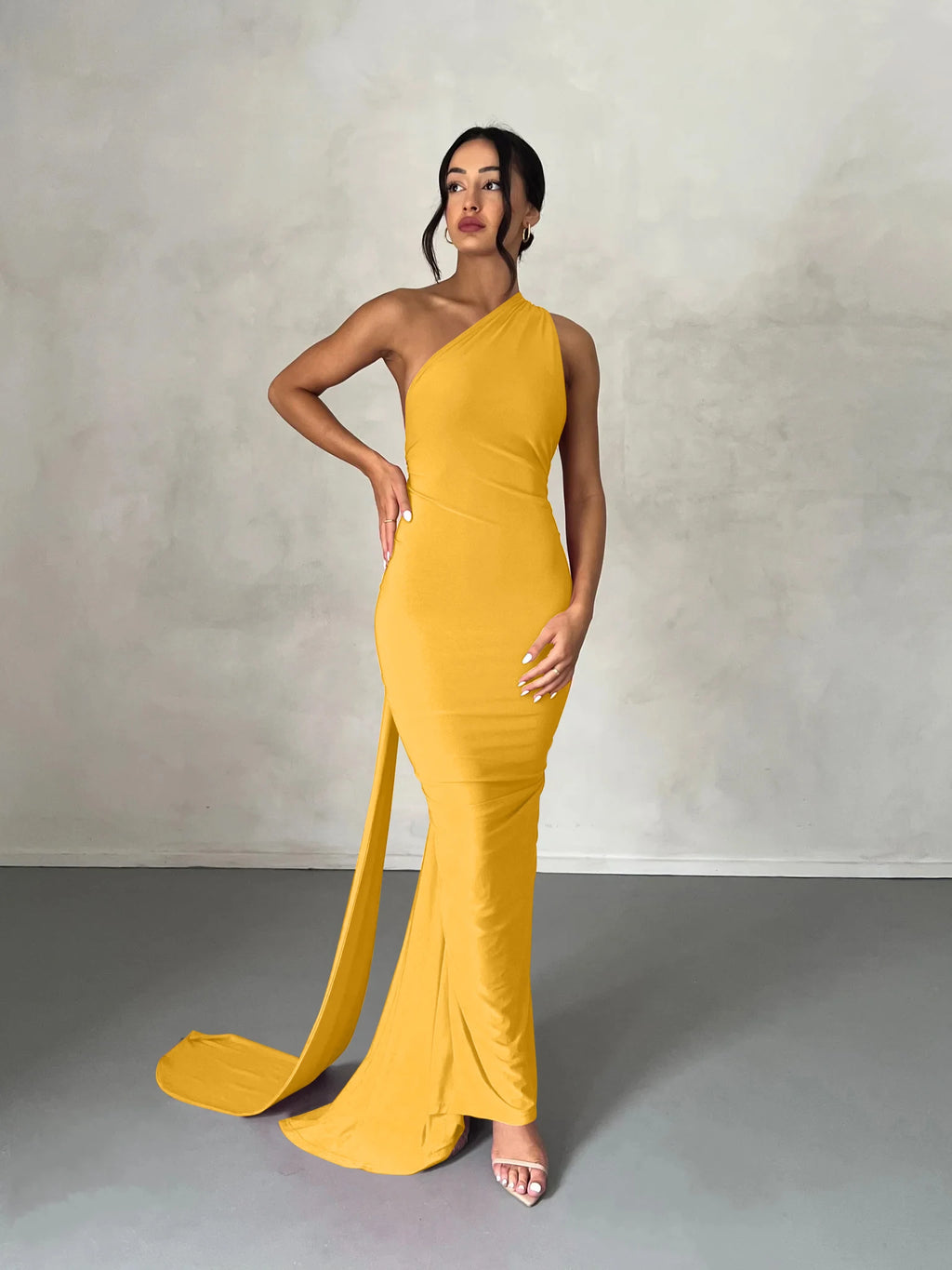 Elegance One Shoulder Maxi Dress.