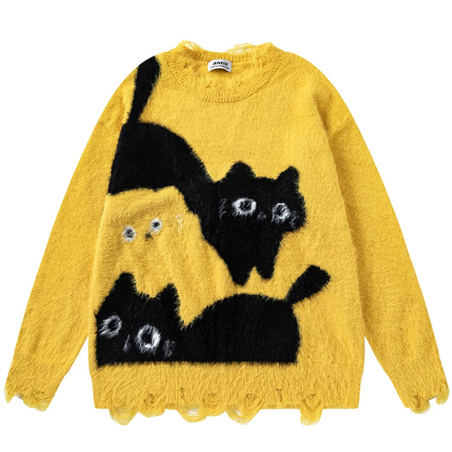 Vintage Knit Cat Sweater