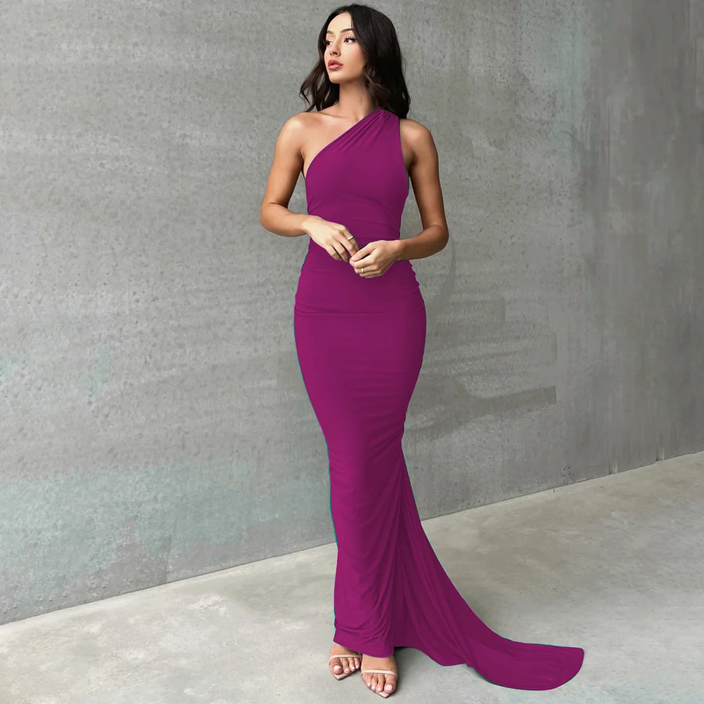 Elegance One Shoulder Maxi Dress.