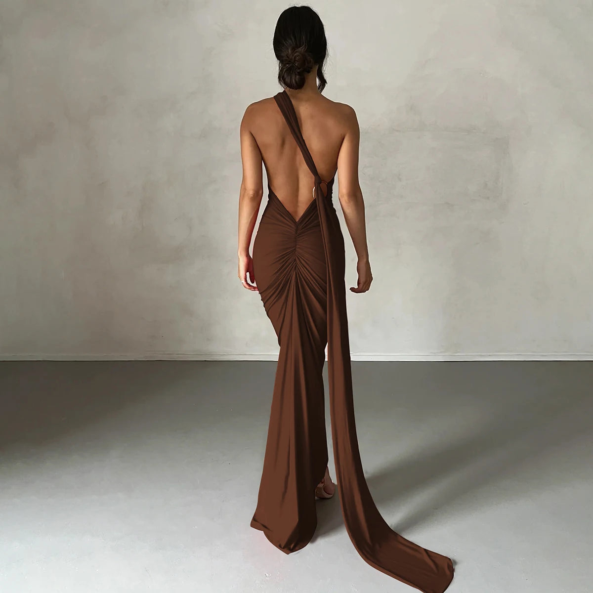 Elegance One Shoulder Maxi Dress.