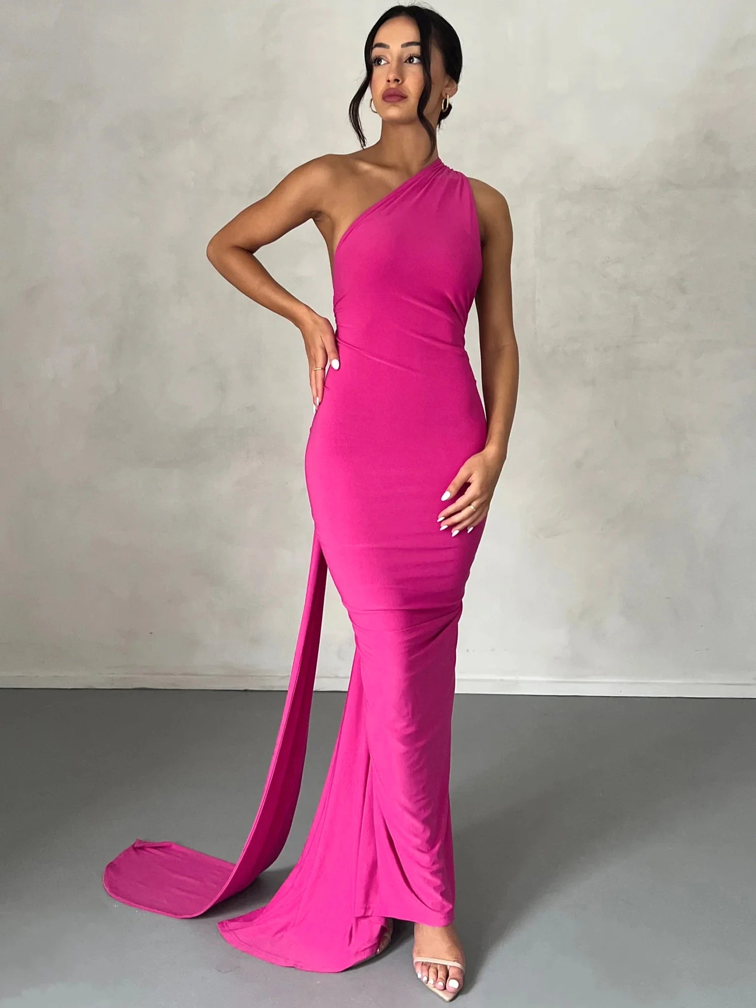 Elegance One Shoulder Maxi Dress.