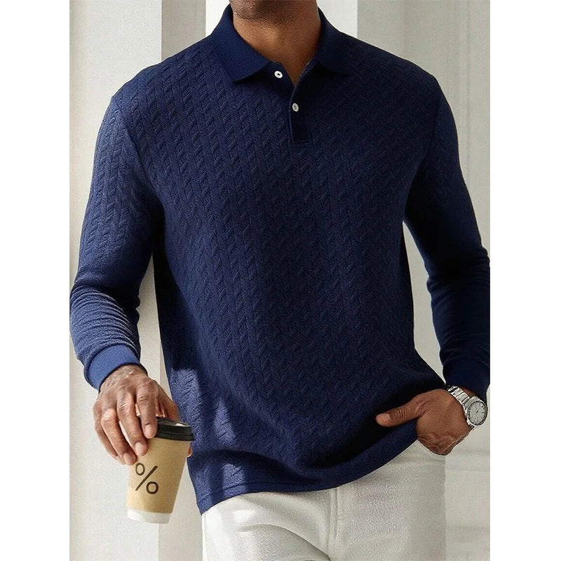 Men's Knit Long sleeve Polo Shirt