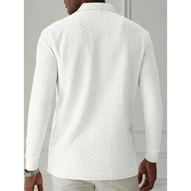 Men's Knit Long sleeve Polo Shirt