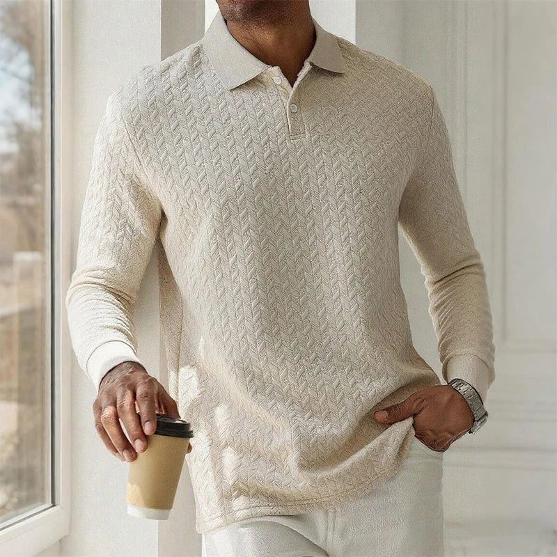 Men's Knit Long sleeve Polo Shirt