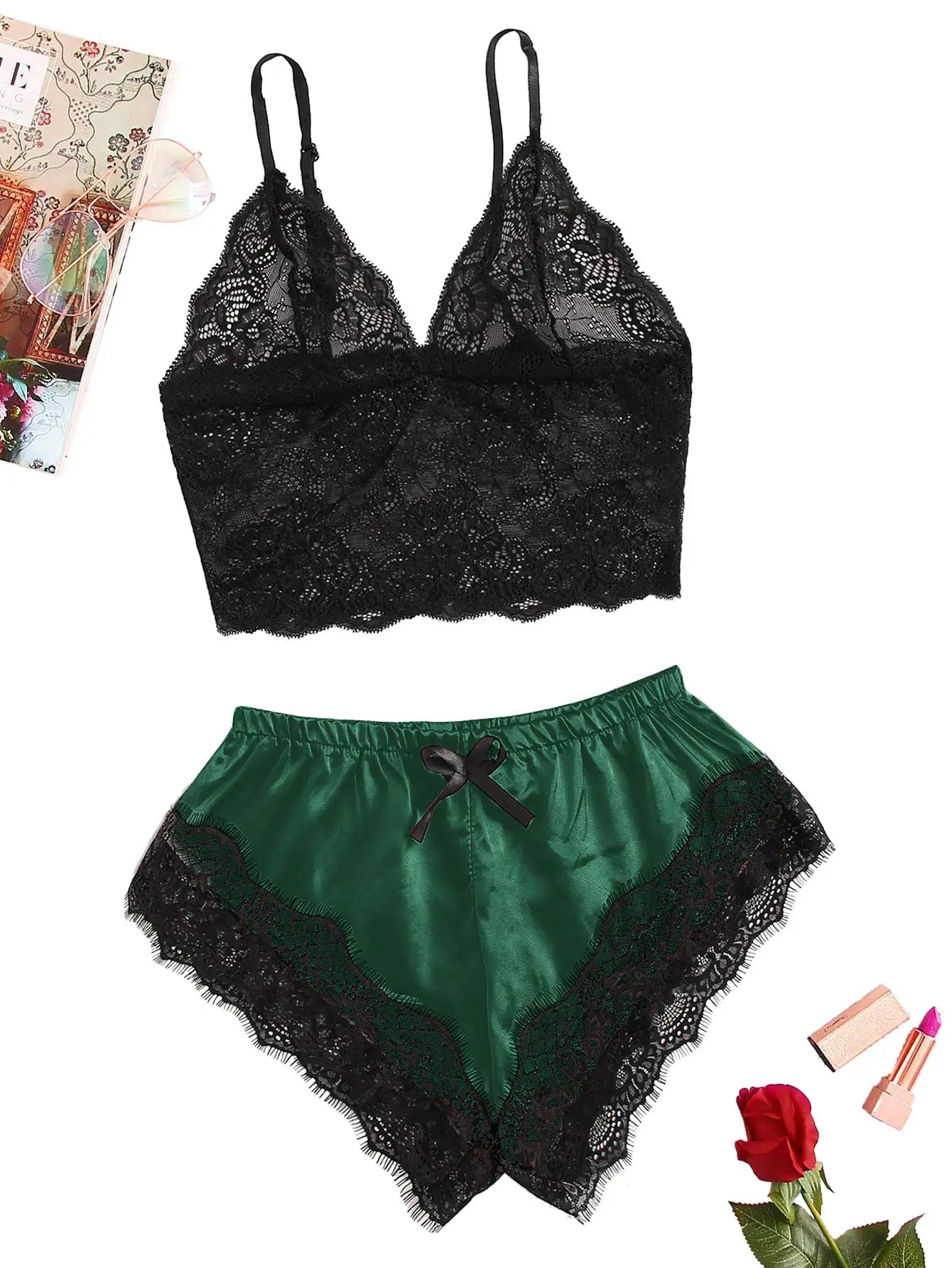 Satin & Lace Pajama Set.