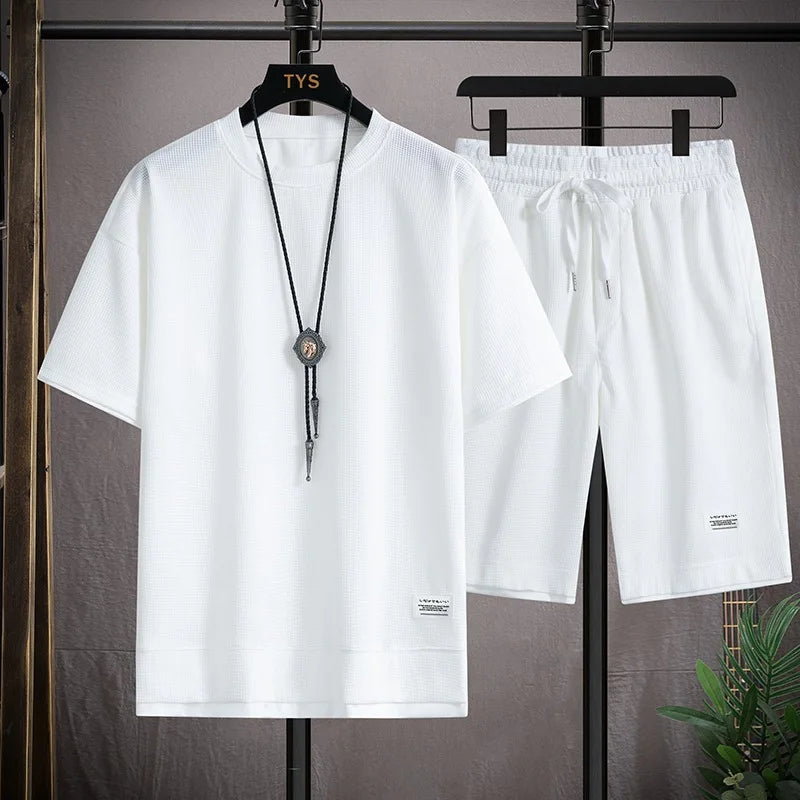 Men's Waffle T-Shirt & Shorts Set