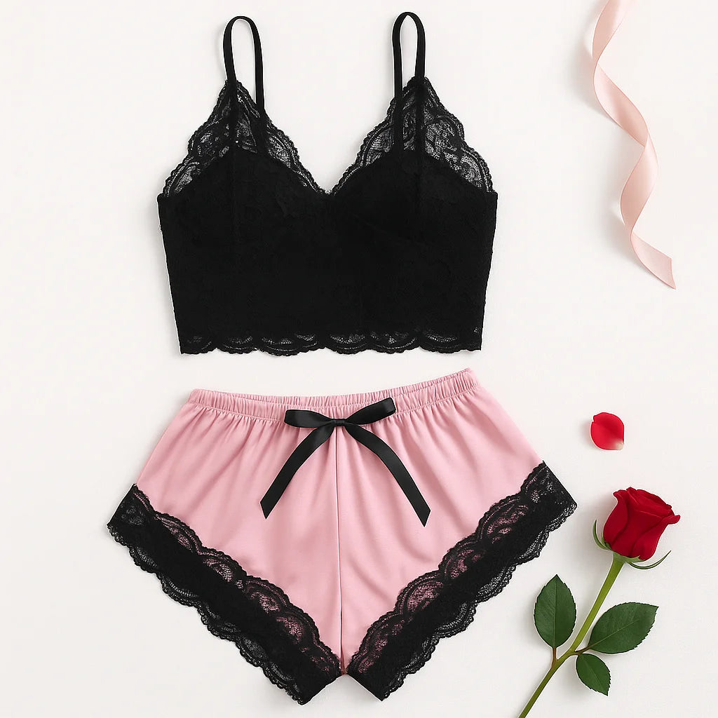 Satin & Lace Pajama Set.